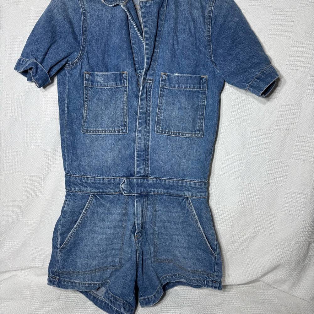 DL1961 Blue Denim zip‎ up Jumpsuit Classic Casual Style Jean Romper Size XS